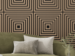 Mexen Linea 13 panneau mural acoustique 60 x 60 cm (4 pièces), feutre 9 mm, placage technique, Noyer Clair - S110-60607-13-047
