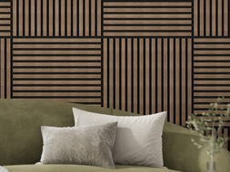 Mexen Linea 15 panneau mural acoustique 60 x 60 cm (4 pièces), feutre 9 mm, placage technique, Noyer Foncé - S110-60607-15-044