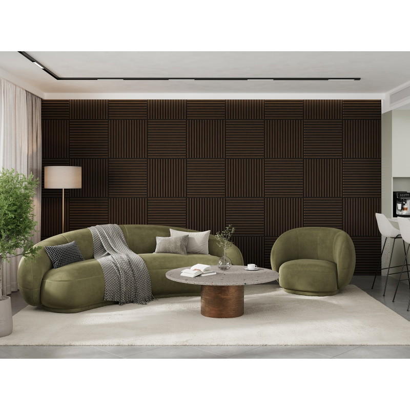 Mexen Linea 15 panneau mural acoustique 60 x 60 cm (4pcs), feutre 9 mm, placage technique, Chêne Mocca - S110-60607-15-045