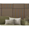 Mexen Linea 15 panneau mural acoustique 60 x 60 cm (4pcs), feutre 9 mm, placage technique, Noyer Clair - S110-60607-15-047