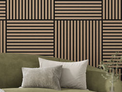 Mexen Linea 15 panneau mural acoustique 60 x 60 cm (4pcs), feutre 9 mm, placage technique, Noyer Clair - S110-60607-15-047