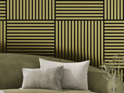 Mexen Linea 15 panneau mural acoustique 60 x 60 cm (4pcs), feutre 9 mm, placage technique, Doré - S110-60607-15-057