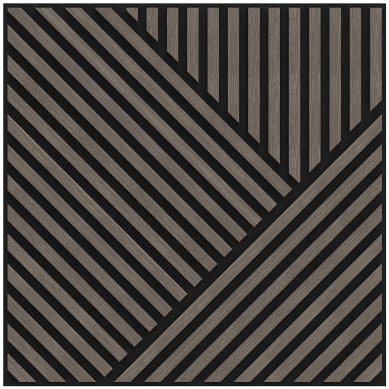 Mexen Linea 25 panneau mural acoustique 60 x 60 cm (4 pcs), feutre 9 mm, placage technique, Chêne Gris - S110-60607-25-043