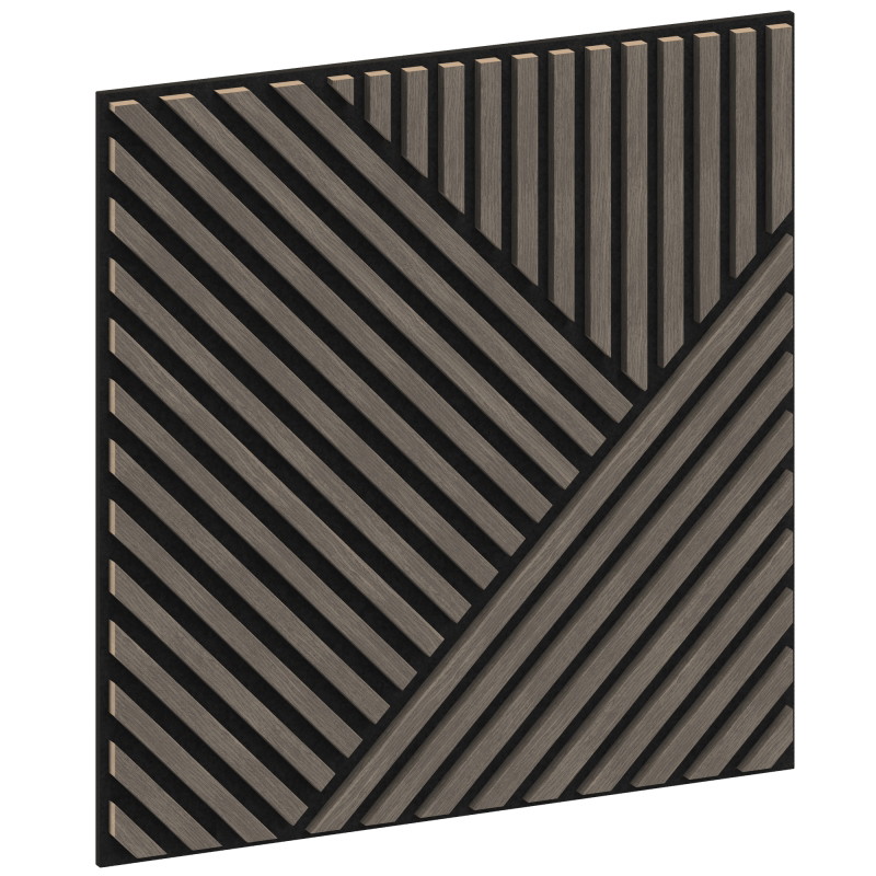 Mexen Linea 25 panneau mural acoustique 60 x 60 cm (4 pcs), feutre 9 mm, placage technique, Chêne Gris - S110-60607-25-043