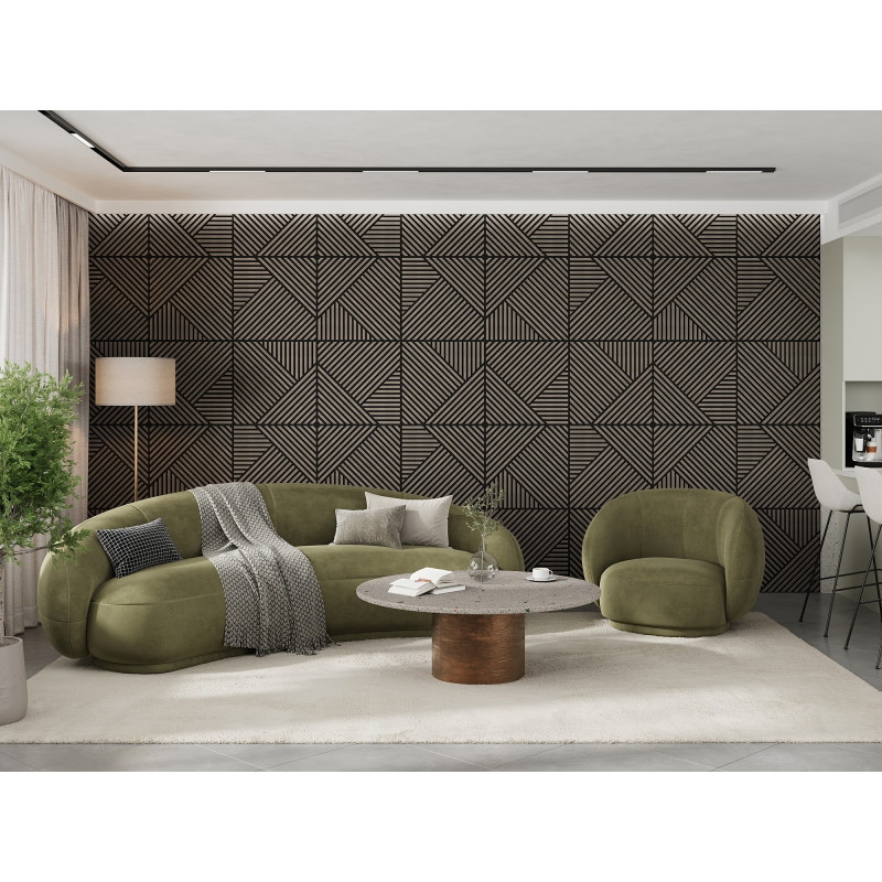 Mexen Linea 25 panneau mural acoustique 60 x 60 cm (4 pcs), feutre 9 mm, placage technique, Chêne Gris - S110-60607-25-043