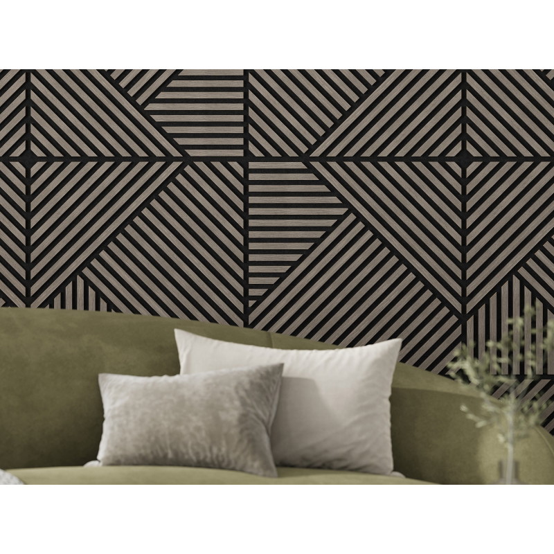 Mexen Linea 25 panneau mural acoustique 60 x 60 cm (4 pcs), feutre 9 mm, placage technique, Chêne Gris - S110-60607-25-043