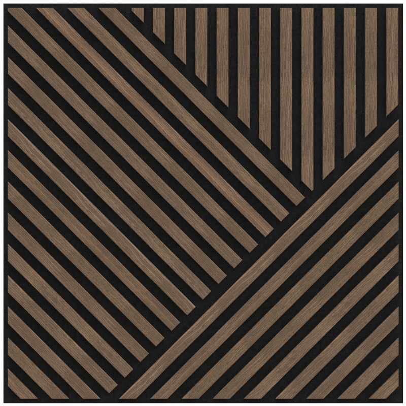 Mexen Linea 25 panneau mural acoustique 60 x 60 cm (4pcs), feutre 9 mm, placage technique, Noyer Foncé - S110-60607-25-044