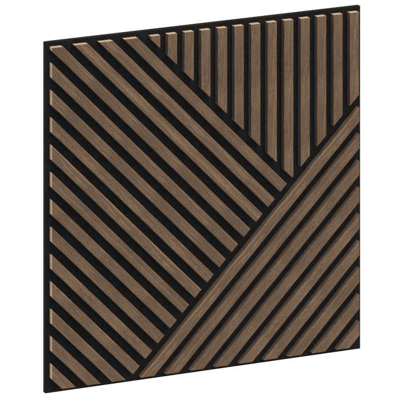 Mexen Linea 25 panneau mural acoustique 60 x 60 cm (4pcs), feutre 9 mm, placage technique, Noyer Foncé - S110-60607-25-044