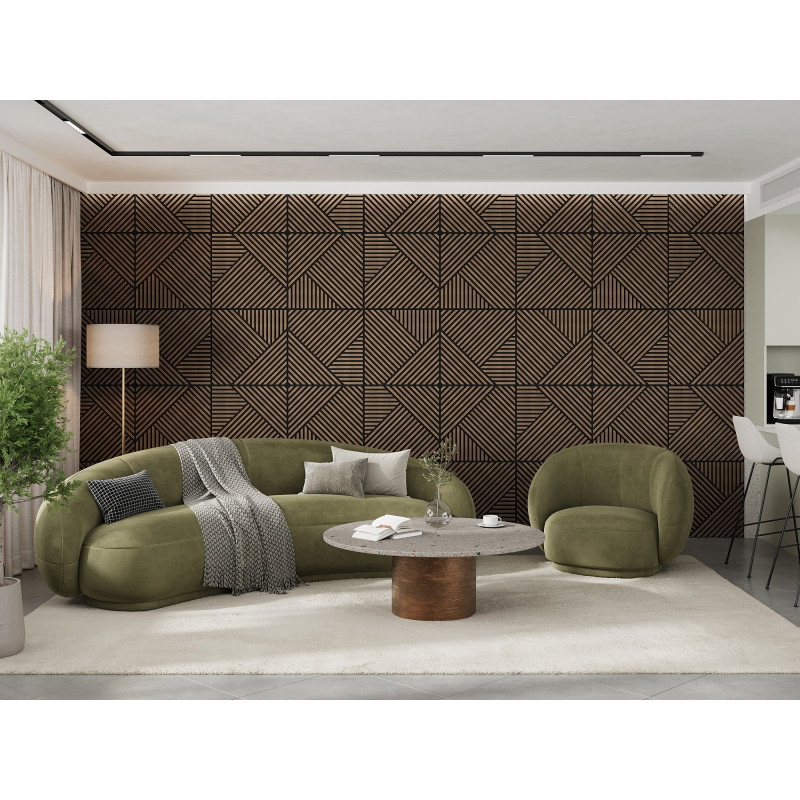 Mexen Linea 25 panneau mural acoustique 60 x 60 cm (4pcs), feutre 9 mm, placage technique, Noyer Foncé - S110-60607-25-044