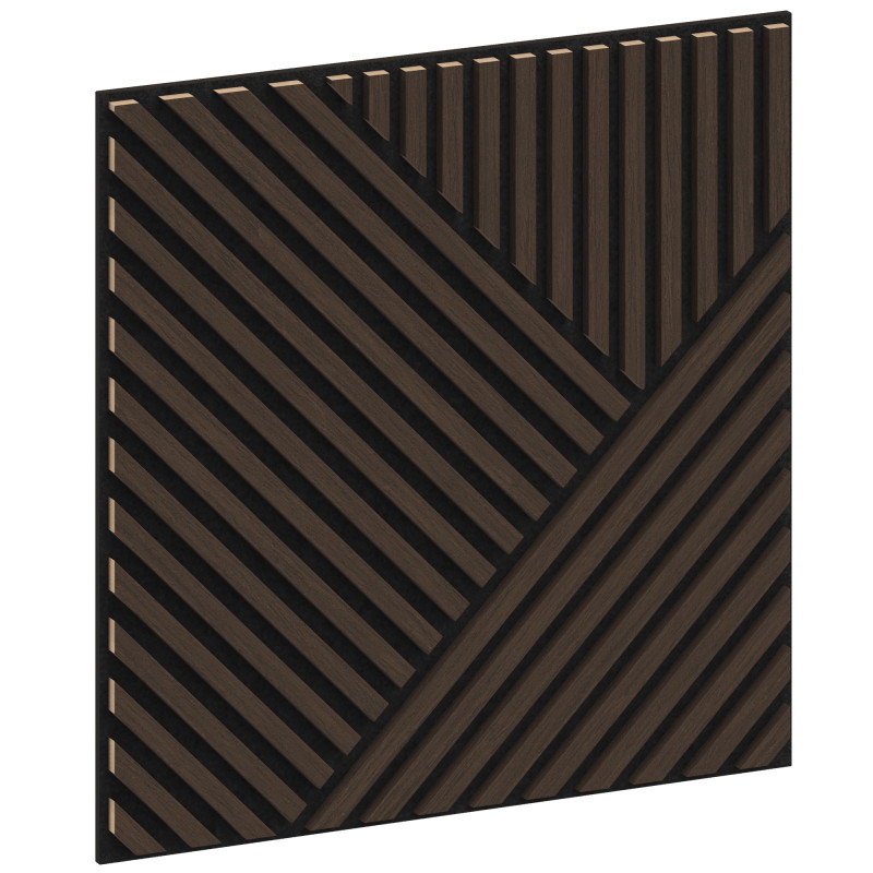 Mexen Linea 25 panneau mural acoustique 60 x 60 cm (4 pcs), feutre 9 mm, placage technique, Chêne Mocca - S110-60607-25-045