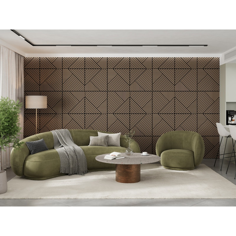 Mexen Linea 25 panneau mural acoustique 60 x 60 cm (4pcs), feutre 9 mm, placage technique, Noyer Clair - S110-60607-25-047