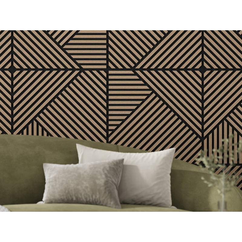Mexen Linea 25 panneau mural acoustique 60 x 60 cm (4pcs), feutre 9 mm, placage technique, Noyer Clair - S110-60607-25-047