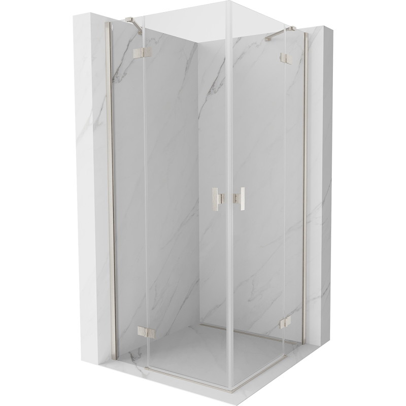 Mexen Mist-H Cabine de douche duo à battant 100 x 100 cm, transparent, nickel brossé - 8A5-100L-100P-97-00