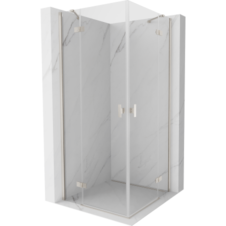 Mexen Mist-H Cabine de douche duo à battant 100 x 100 cm, transparent, nickel brossé - 8A5-100L-100P-97-00