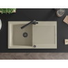 Mexen Leo évier en granit à 1 bac avec égouttoir et robinet de cuisine Duero, beige - 6501-69-671600-70