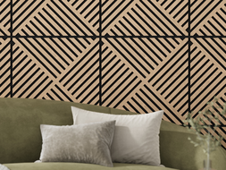 Mexen Linea 08 panneau mural acoustique 60 x 60 cm (4 pièces), feutre 9 mm, placage technique, Chêne Blanchi