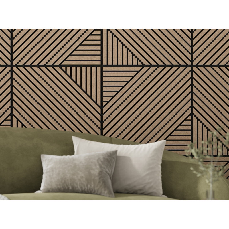 Mexen Linea 26 panneau mural acoustique 60 x 60 cm (4pcs), feutre 9 mm, placage technique, Noyer Clair - S110-60607-26-047