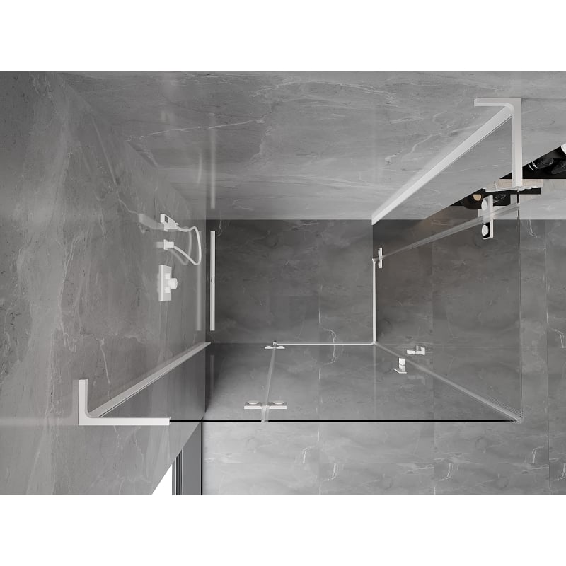 Mexen Mist-H L Duo cabine de douche pivotante gauche 105 x 80 cm, transparent, blanc - 8A5L-105L-080P-20-00