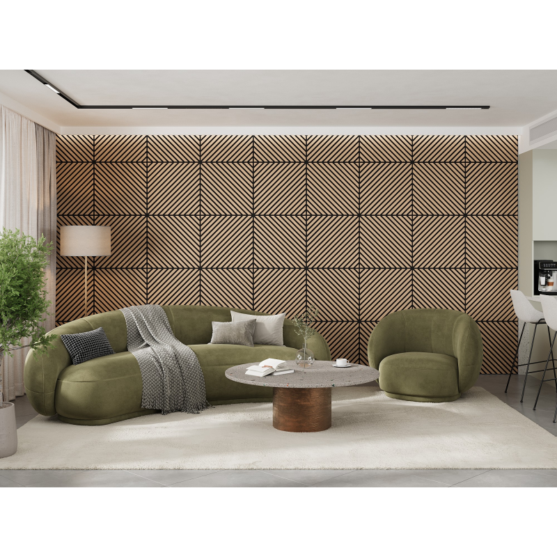 Mexen Lam-B lamelles murales 275 x 30 cm, panneau HDF 4 mm, placage technique, Chêne Sable - S100-275307-3015-001