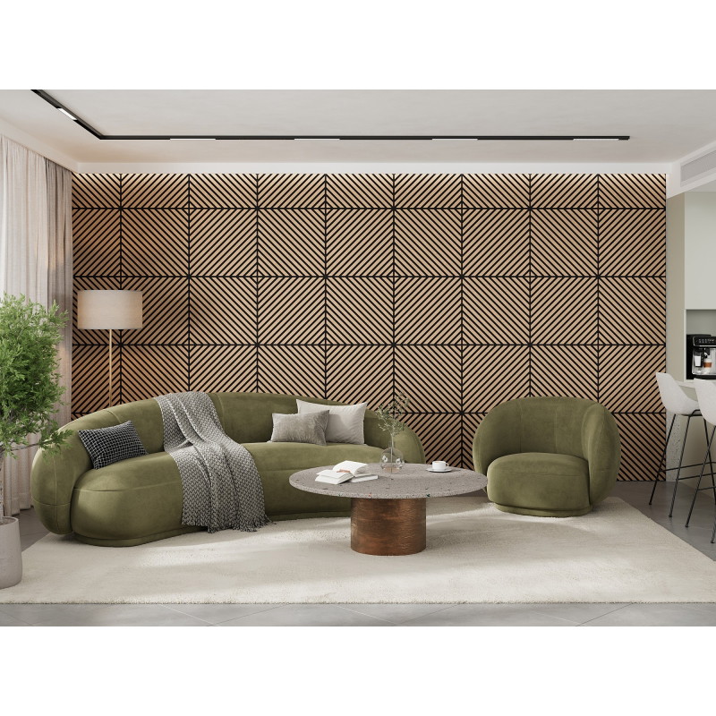Mexen Linea 39 panneau mural acoustique 60 x 60 cm (4 pièces), feutre 9 mm, placage technique, Chêne Blanchi