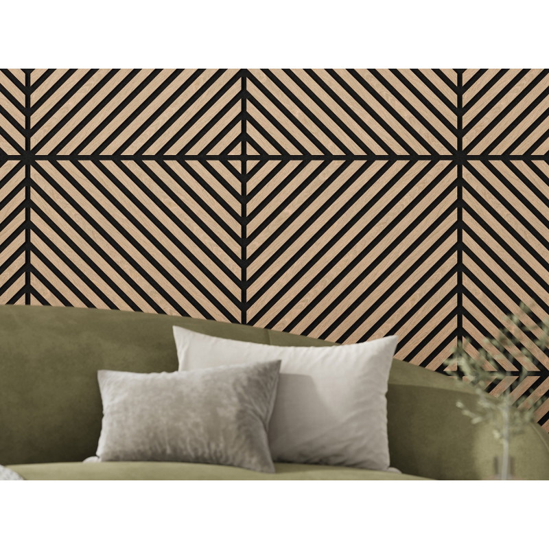 Mexen Linea 39 panneau mural acoustique 60 x 60 cm (4 pièces), feutre 9 mm, placage technique, Chêne Blanchi