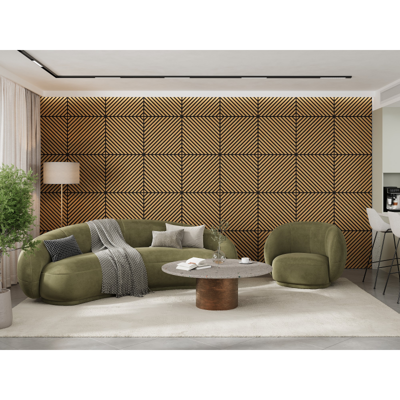 Mexen Lam-B lamelles murales 275 x 30 cm, panneau HDF 4 mm, placage technique, Chêne Sable - S100-275307-3015-001