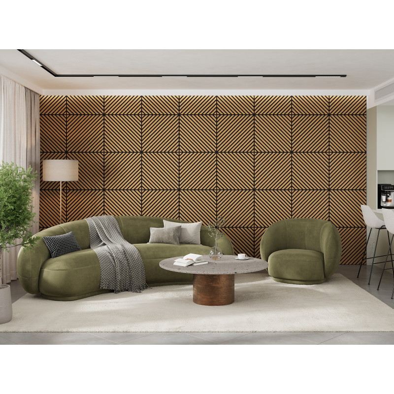 Mexen Linea 39 panneau mural acoustique 60 x 60 cm (4pcs), feutre 9 mm, placage technique, Chêne Classique - S110-60607-39-041