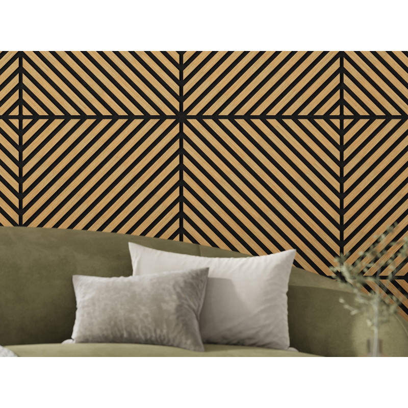 Mexen Linea 39 panneau mural acoustique 60 x 60 cm (4pcs), feutre 9 mm, placage technique, Chêne Classique - S110-60607-39-041