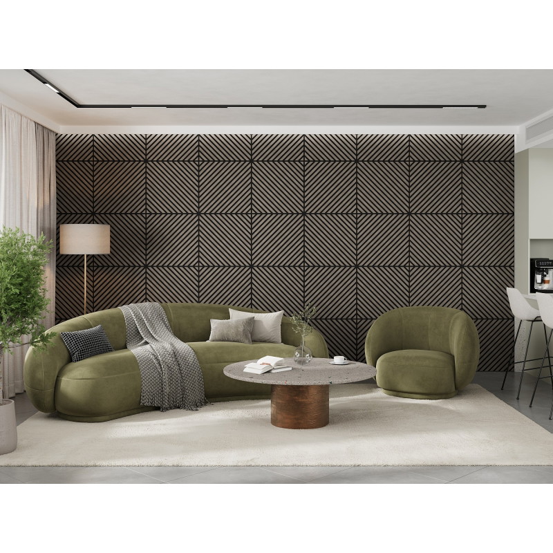 Mexen Linea 39 panneau mural acoustique 60 x 60 cm (4pcs), feutre 9 mm, placage technique, Chêne Gris - S110-60607-39-043
