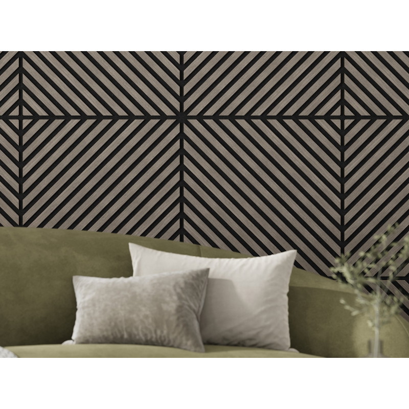 Mexen Linea 39 panneau mural acoustique 60 x 60 cm (4pcs), feutre 9 mm, placage technique, Chêne Gris - S110-60607-39-043