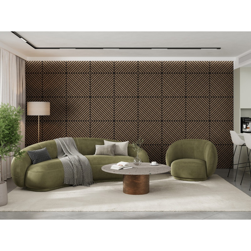 Mexen Linea 39 Panneau mural acoustique 60 x 60 cm (4 pièces), feutre 9 mm, placage technique, Noyer Foncé - S110-60607-39-044