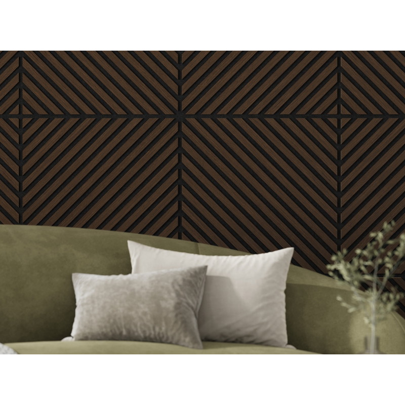 Mexen Linea 39 panneau mural acoustique 60 x 60 cm (4pcs), feutre 9 mm, placage technique, Chêne Mocca - S110-60607-39-045