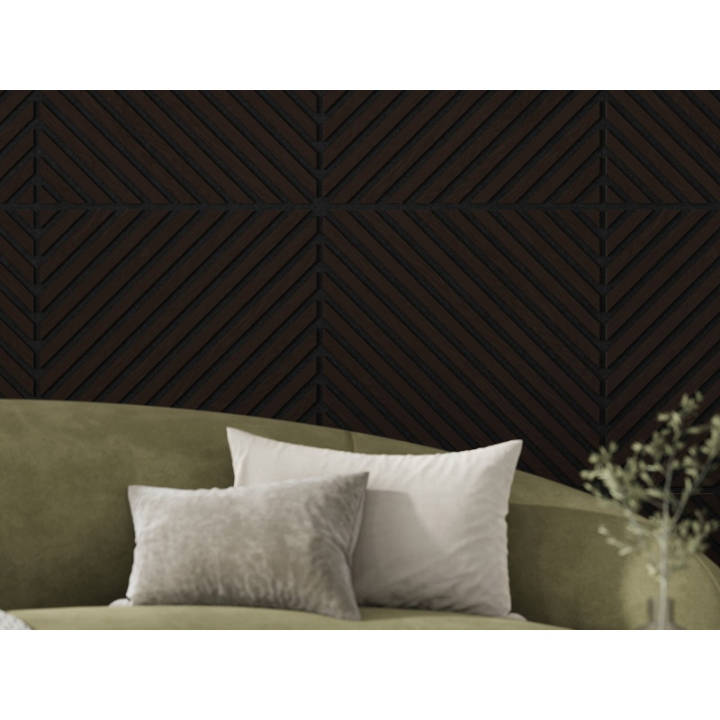 Mexen Linea 39 panneau mural acoustique 60 x 60 cm (4 pièces), feutre 9 mm, placage technique, Chêne Noir - S110-60607-39-046