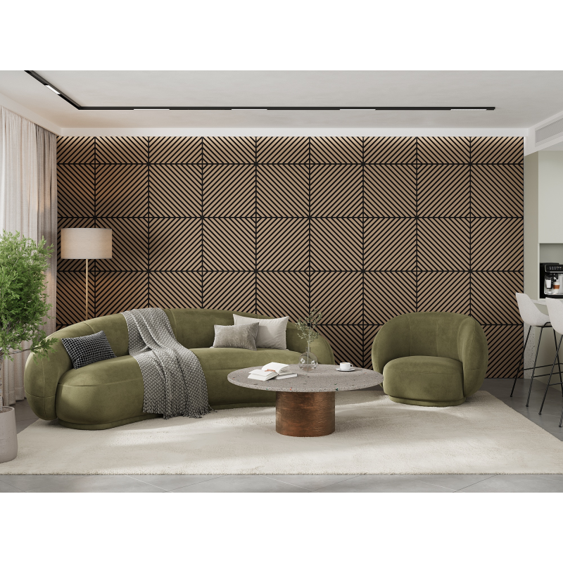 Mexen Lam-B lamelles murales 275 x 30 cm, panneau HDF 4 mm, placage technique, Chêne Sable - S100-275307-3015-001