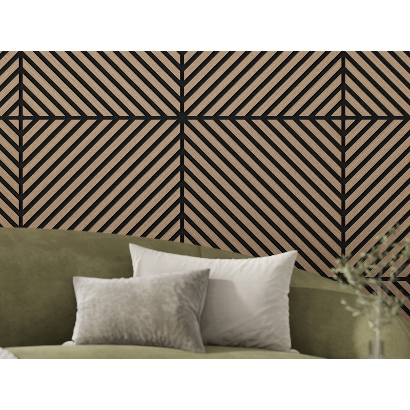 Mexen Linea 39 panneau mural acoustique 60 x 60 cm (4pcs), feutre 9 mm, placage technique, Noyer Clair - S110-60607-39-047