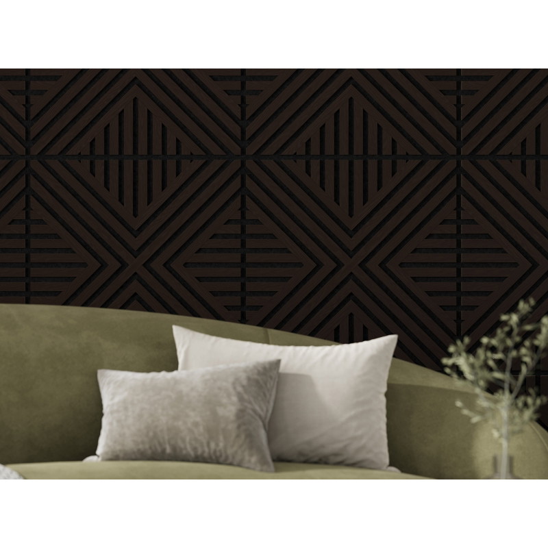 Mexen Linea 06 panneau mural acoustique 60 x 60 cm (4pcs), feutre 9 mm, placage technique, Chêne Noir - S110-60607-06-046