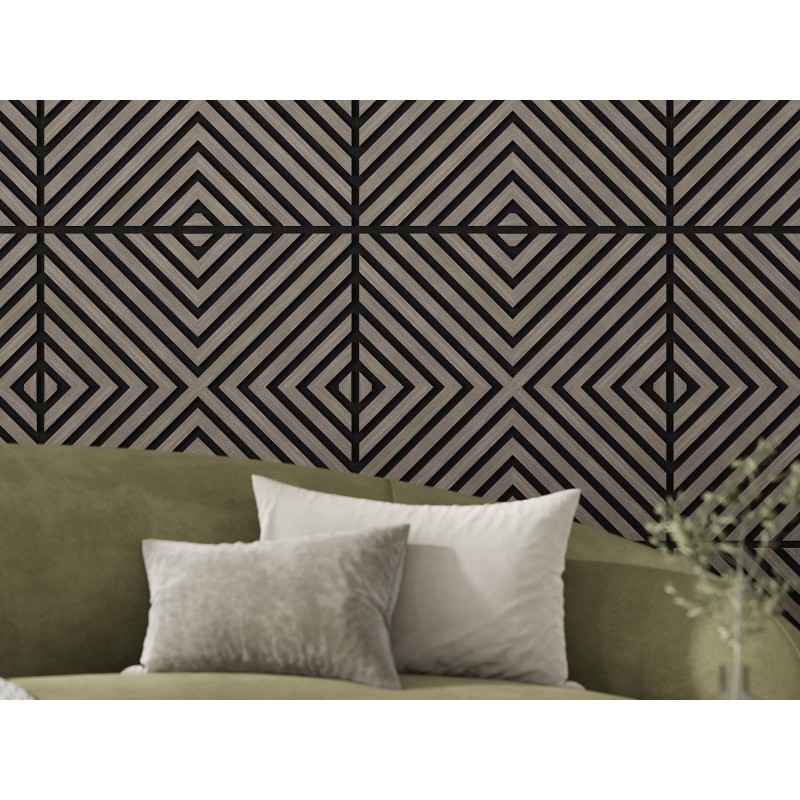 Mexen Linea 01 panneau mural acoustique 60 x 60 cm (4 pcs), feutre 9 mm, placage technique, Chêne Gris - S110-60607-01-043