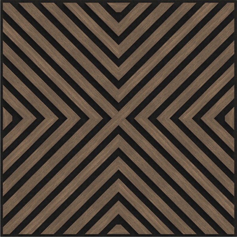 Mexen Linea 01 panneau mural acoustique 60 x 60 cm (4 pcs), feutre 9 mm, placage technique, Noyer Foncé - S110-60607-01-044