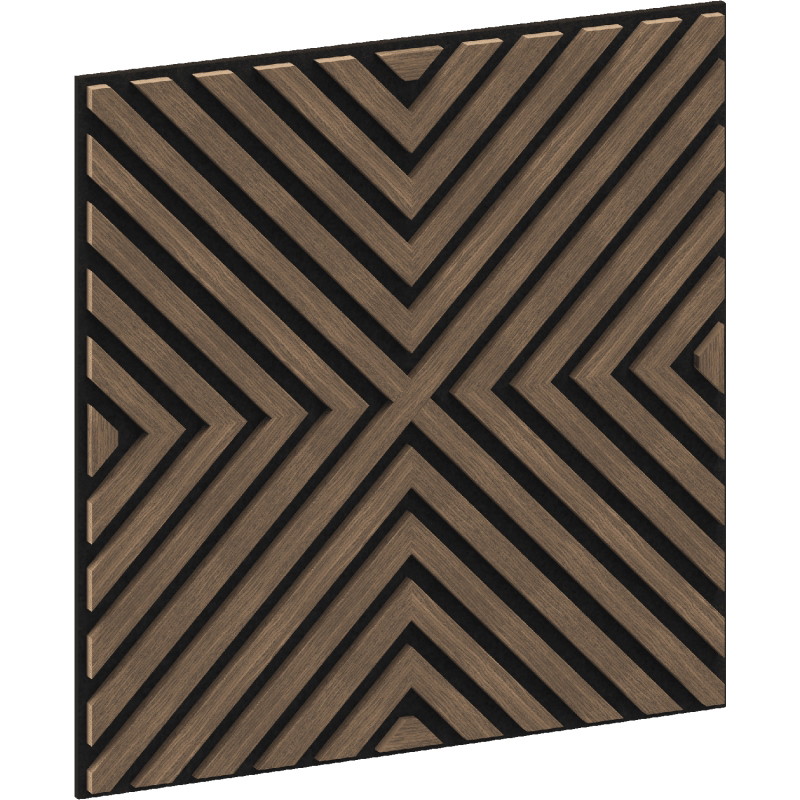 Mexen Linea 01 panneau mural acoustique 60 x 60 cm (4 pcs), feutre 9 mm, placage technique, Noyer Foncé - S110-60607-01-044
