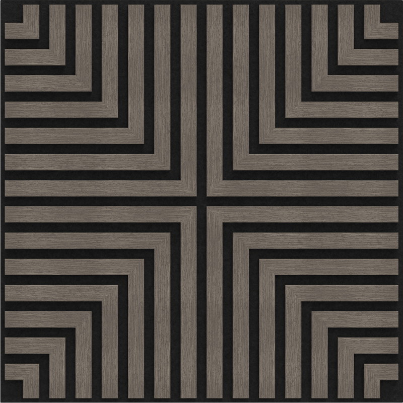 Mexen Linea 02 panneau mural acoustique 60 x 60 cm (4 pièces), feutre 9 mm, placage technique, Chêne Gris - S110-60607-02-043