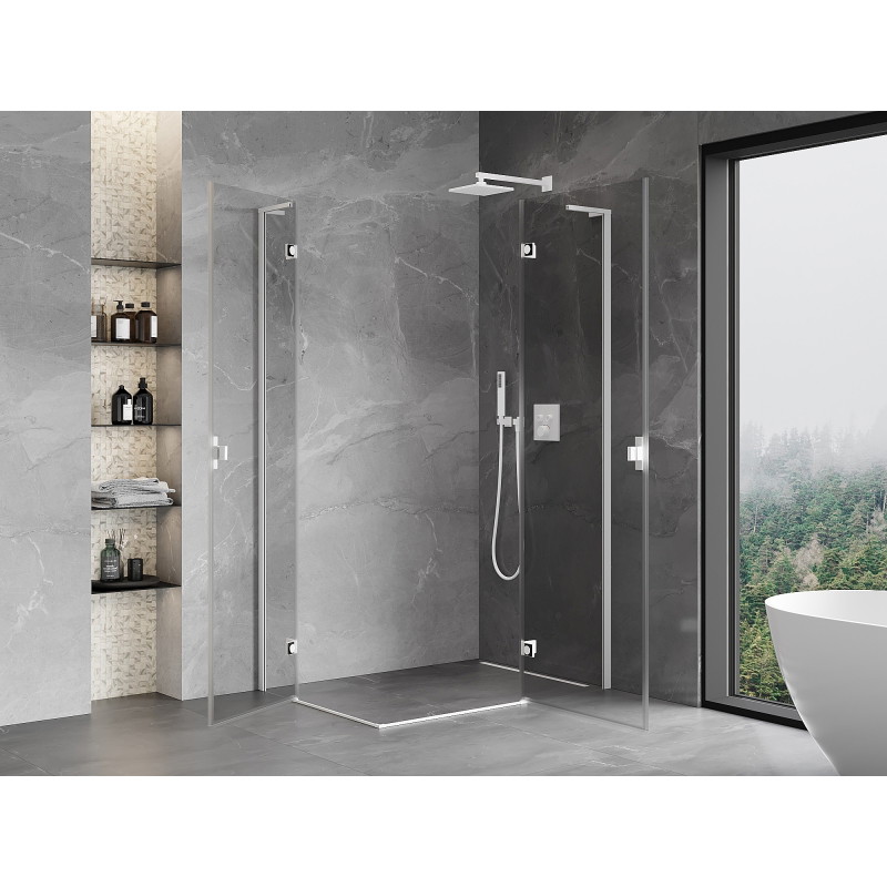 Mexen Mist-H L Duo cabine de douche battante droite 70 x 90 cm, transparent, blanc - 8A5L-070L-090P-20-00