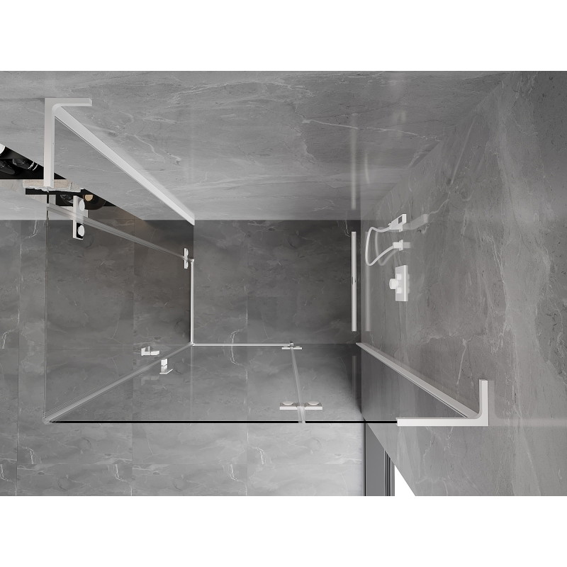 Mexen Mist-H L Duo cabine de douche battante droite 70 x 90 cm, transparent, blanc - 8A5L-070L-090P-20-00