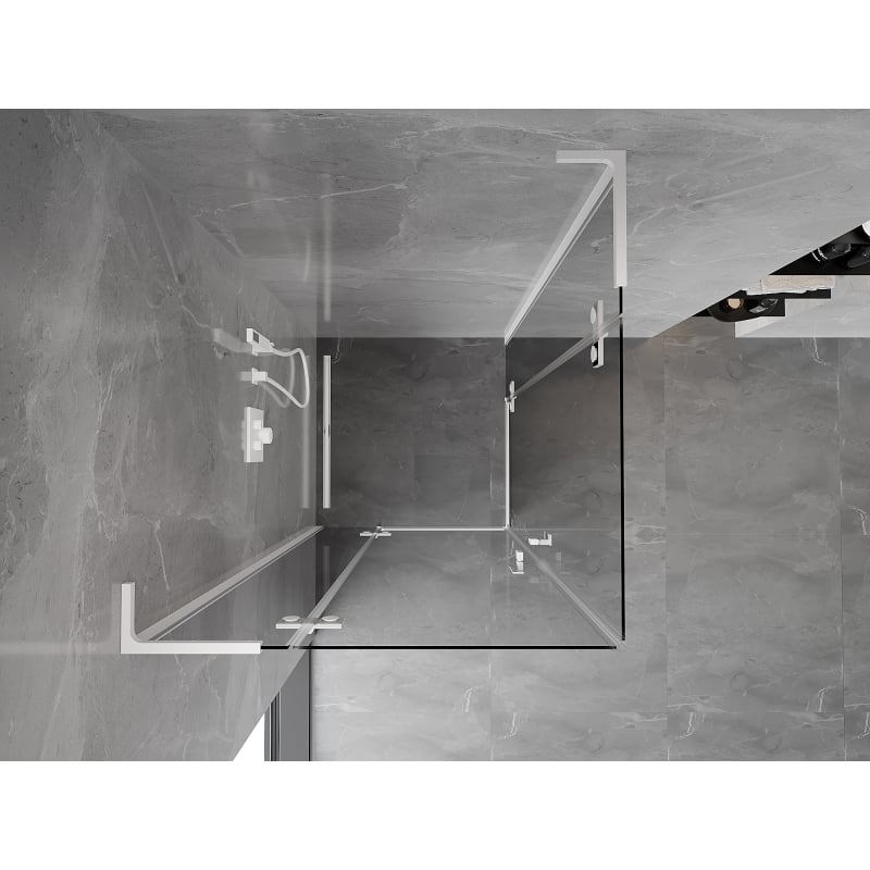 Mexen Mist-H L Duo cabine de douche pivotante 90 x 90 cm, transparent, blanc - 8A5L-090L-090P-20-00