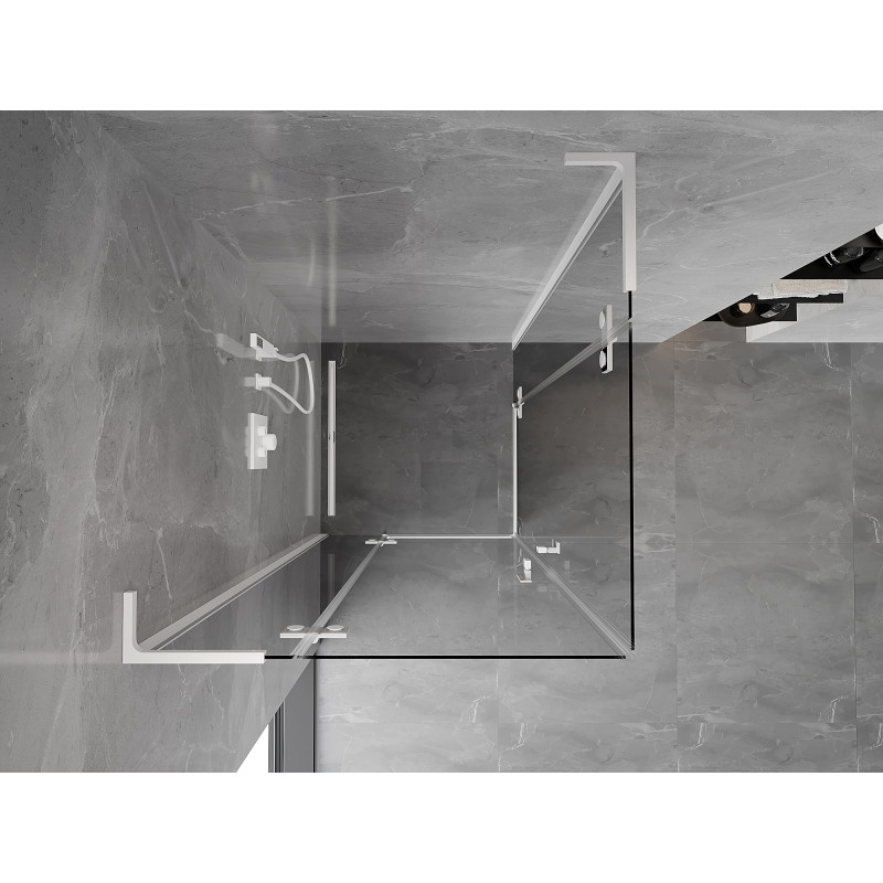 Mexen Mist-H L Duo cabine de douche pivotante 95 x 95 cm, transparent, blanc - 8A5L-095L-095P-20-00