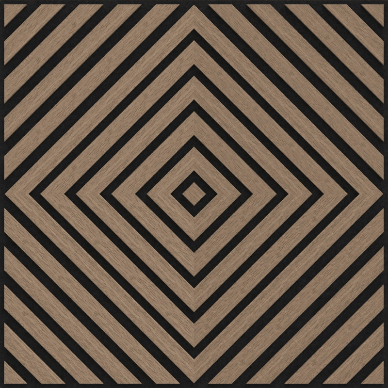 Mexen Linea 03 panneau mural acoustique 60 x 60 cm (4pcs), feutre 9 mm, placage technique, Noyer Clair - S110-60607-03-047