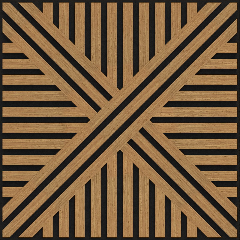 Mexen Linea 05 panneau mural acoustique 60 x 60 cm (4 pièces), feutre 9 mm, placage technique, Chêne Classique