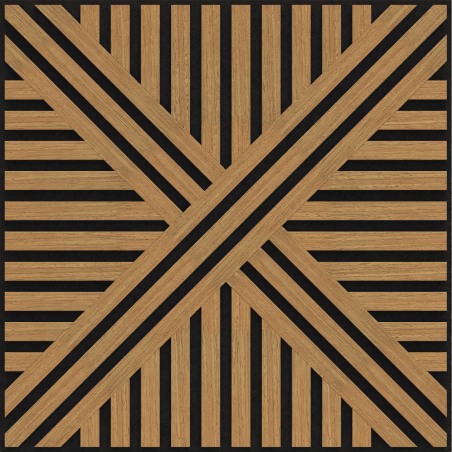 Mexen Linea 05 panneau mural acoustique 60 x 60 cm (4 pièces), feutre 9 mm, placage technique, Chêne Classique
