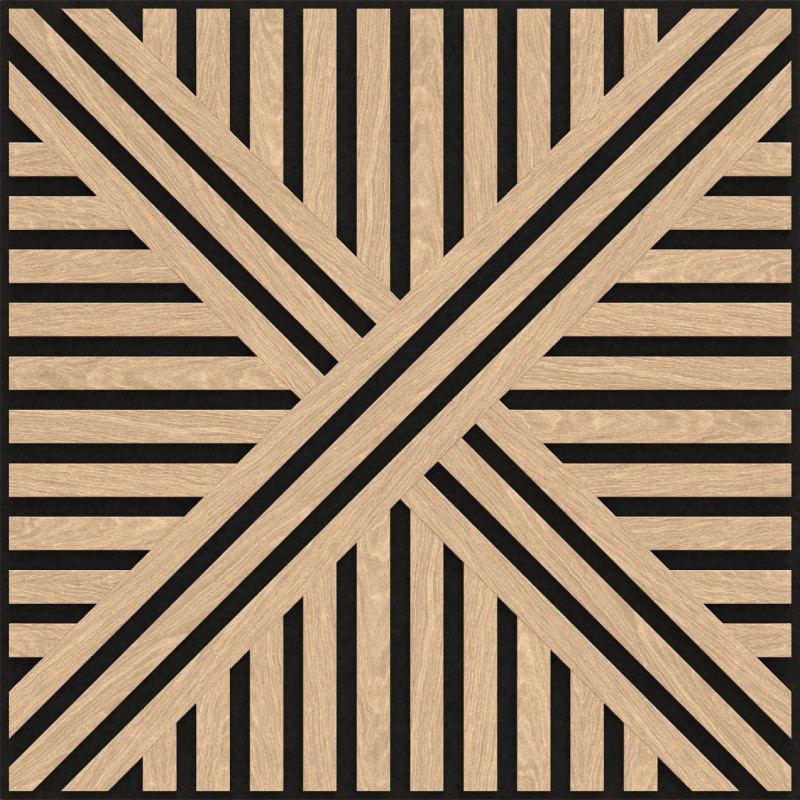 Mexen Linea 05 panneau mural acoustique 60 x 60 cm (4pcs), feutre 9 mm, placage technique, Chêne Blanchi - S110-60607-05-040