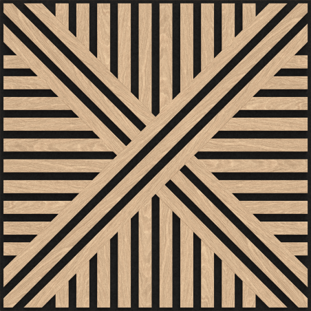 Mexen Linea 05 panneau mural acoustique 60 x 60 cm (4pcs), feutre 9 mm, placage technique, Chêne Blanchi - S110-60607-05-040