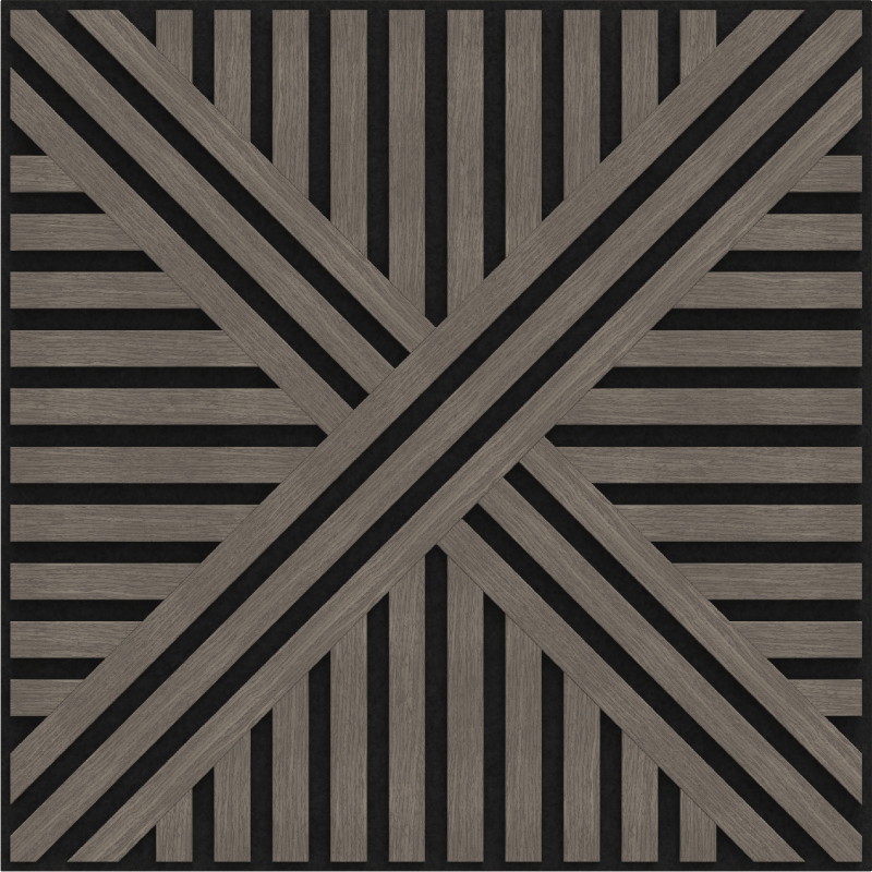 Mexen Linea 05 panneau mural acoustique 60 x 60 cm (4pcs), feutre 9 mm, placage technique, Chêne Gris - S110-60607-05-043